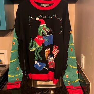 Just in time for Ugly Sweater Contests XL T-Rex Christmas sweater!!